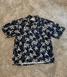 Columbia Shirt Mens XL Navy Blue Floral Print Short Sleeve Button Up - Nice!! - Picture 1 of 7