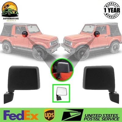 Juego de espejos retrovisores manuales texturizados negros plegables para Suzuki Samurai 1987-1995 Foto 1 de 4