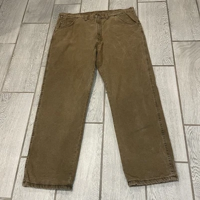 Wrangler 男式坚固耐磨抓绒绝缘内衬牛仔裤 | 棕色 | 38x30 — 第 1/4 张图片