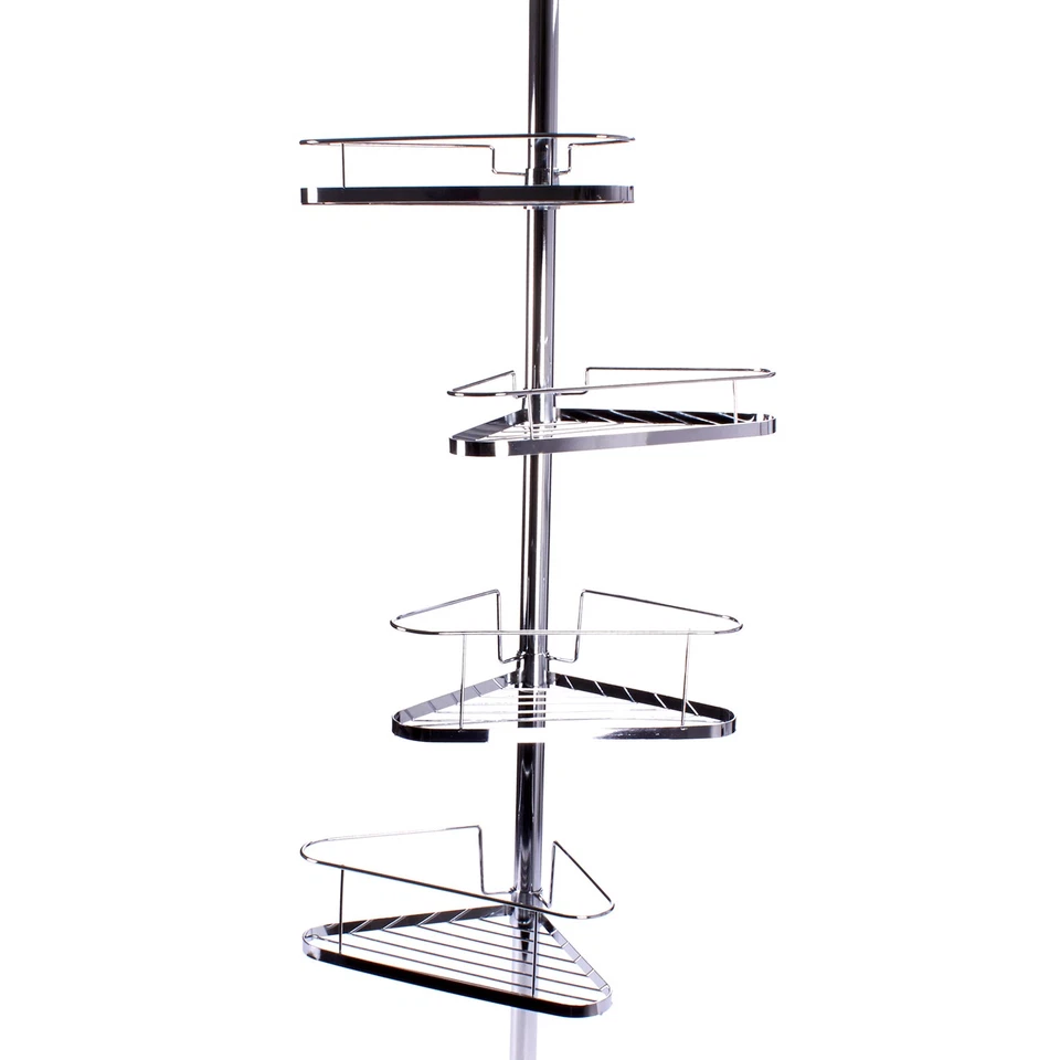 MSV Teleskop Duschregal mit 4 Ablagen - Silber (141516)