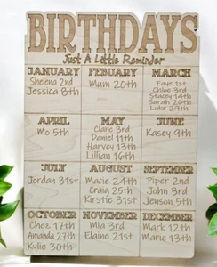 Wooden Calendar Board Family Birthday Plaque Wood Birthday Reminder Sign - Picture 1 of 19