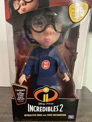 迪士尼皮克斯 Incredibles 2 Edna 娃娃蓝色织物前 55 个短语说话 — 第 1/4 张图片