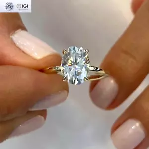 IGI 2.00Ct F VS1 Oval Cut Lab Grown Diamond Engagement Ring In 14K Yellow Gold - Picture 1 of 17