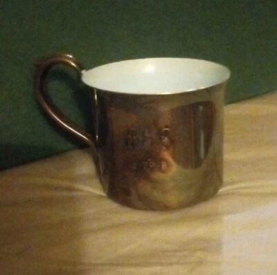 Taza infantil vintage Reed & Barton placa de plata 865 esmalte azul interior 23/4" Foto 1 de 4