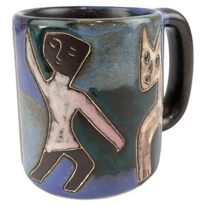 Design by Mara Mexico Studio Kunstkeramik Kaffeebecher Tasse 16 Unzen erhöhte Arme Katze - Bild 1 von 6