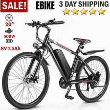 500W Electric Bike Mountain Bicycle Commuter Ebike 26'' Ebike Li-Battery Adults-