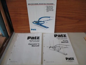 PATZ Model RD-820 SILO UNLOADER Operator's Manual + Parts Catalog & Brochure Lot - Picture 1 of 14