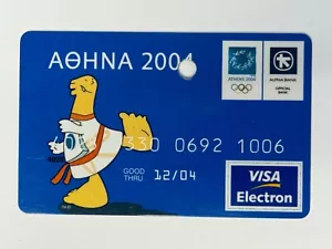 Alpha Bank Kreditkarte▪️Athen 2004 World Olympics Maskottchen▪️Griechenland▪️Hole in Card - Bild 1 von 2