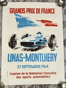 Poster 1964 Grand Prix de France Linas Montlhery 27 Sep. race FFFSA original - Picture 1 of 6