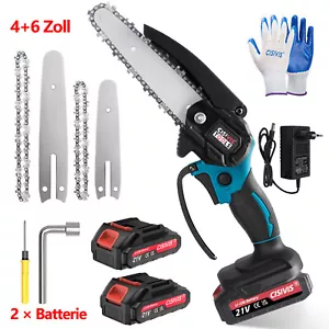 Mini Akku Kettensäge 6+4 Zoll Motorkettensäge Motorsäge Einhandsäge Mit 2 Akkus - Bild 1 von 13