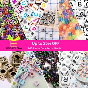 200pcs Alphabet Letter Acrylic Cube beads A - Z Choose Colour Kids DIY bracelet - Picture 1 of 13