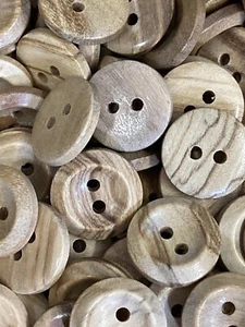 Real Wooden Grain Buttons Natural Wood Knitting 22L (16.5mm) Pack Of 10 - Picture 1 of 4