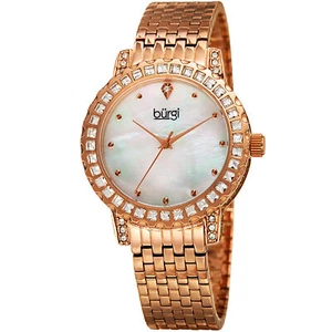 Women's Burgi BUR176RG Thirty Six Crystals Bezel Mother of Pearl Bracelet Watch - Picture 1 of 7