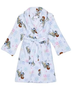 Disney Frozen Anna and Elsa, Pastel Snowflakes Plush White Minky Bathrobe, Robe - Picture 1 of 2