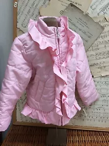 GYMBOREE Light PINK Lightweight PUFFER COAT Jacket GIRLY RUFFLES XS 3-4 Hoodless - Picture 1 of 4