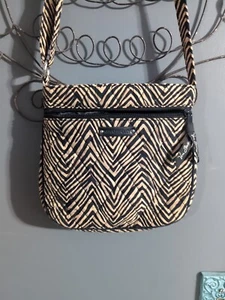Borsa a tracolla Vera Bradley marrone e nera stampa zebrata hipster ottima - Foto 1 di 14