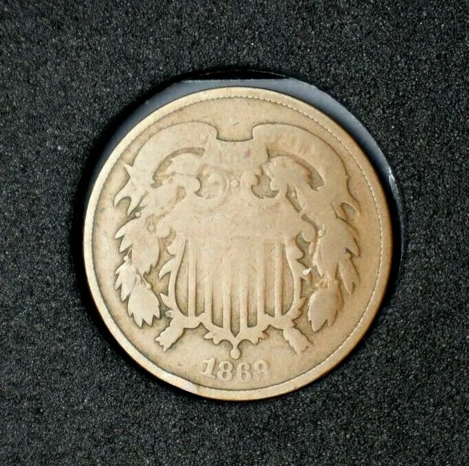 1868 2 Cent Piece~Large Motto~AG~About Good~ - Image 1 of 4