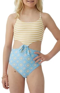 O'Neill L98622 Kids Blue Melissa Tile Knot One-Piece Swimsuit Size 8 - Picture 1 of 2
