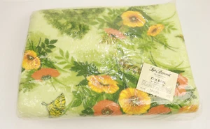 Vintage 70s Lady Pepperell Blanket 72 x 84 Floral Yellow Orange Made in USA - Picture 1 of 4
