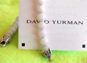 David Yurman 8mm White Agate Spiritual Bead Bracelet w/ Silver Clasp 7.25"  $350