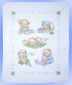 Cross Stitch Kit ~ Design Works / Tobin Cute Baby Bears Quilt or Cover #T21705 - Picture 1 of 1