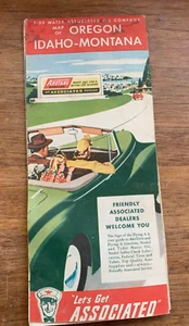40s-50s Tide Water Associated Oil Co, Arotane Benzina Road Map, OR, ID, MT Gousha - Foto 1 di 3