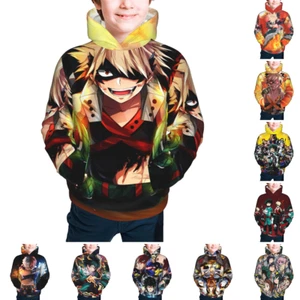 My Hero Academia Anime Kids Teens Hoodies Casual Pullover Sweatshirts 7-20 Years - Picture 1 of 33
