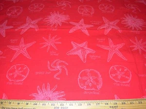 ~1 2/8 YDS ~ SEASHELLS SEALIFE WRITING~WOVEN UPHOLSTERY FABRIC FOR LESS~ - Picture 1 of 1