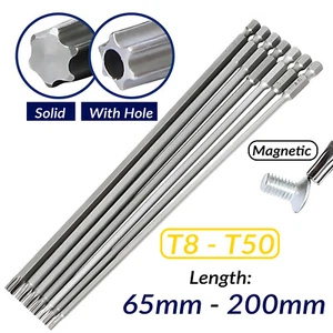 T8 - T50 Torx Screwdriver Bit Set Hex Security Magnetic Head 65mm-200mm S2 Stahl - Picture 1 of 42