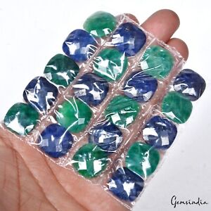 266.55 Ct Natural Emerald & Sapphire Cushion Checker Cut  15mm Loose Gemstones