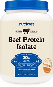 Nutricost Beef Protein Isolate Powder Chocolate (2 Pounds) - Picture 1 of 5