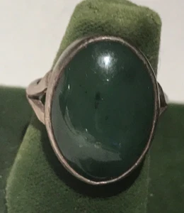Vintage Mexican Southwest Sterling Silver Jade Ring Size 5 - Picture 1 of 9