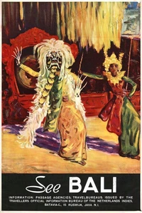 See Bali Vintage Travel Poster c1935 Balinese Dancers Wall Art Print Retro - Picture 1 of 6