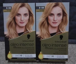 2x Schwarzkopf Oleo Intense Permanent Hair Colour 8-86 GOLDEN DARK BLONDE New - Picture 1 of 3