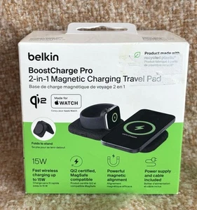 Belkin Tapis de Voyage Charge Magnétique 2 en 1 15W - Boostcharge Compatible MagSafe - Photo 1 sur 6