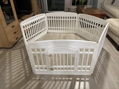 6 Paneles Parque Infantil para Perros 24" Cachorro con Puerta para Interior Exterior Blanco Foto 1 de 3