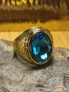 Herren Ring in Gold Gr 64 Fetter Stein sehr auffällig Film Theater Statist Osman - Picture 1 of 4