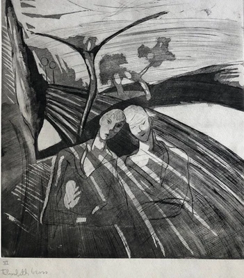Élisabeth Gross (1907-1966) — Le Voyageur — gravure sur cuivre signée au crayon. - Photo 1/4
