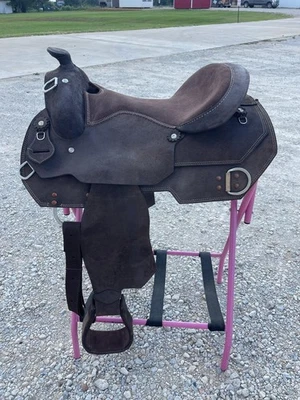 成人西部马粗皮革工作鞍 - 15/16/17 英寸免运费 — 第 1/4 张图片