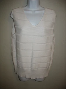 Liz Claiborne Knit Tank Top Sz XL White Pointelle V-Neck Womens - Picture 1 of 7