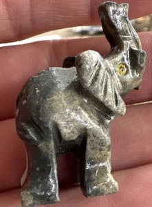 Gray ELEPHANT carving SOAPSTONE stone figurine trunk lucky elephants - Picture 1 of 6