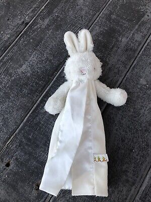 White Bunny Security Blanket Lovey Rabbit Satin Lined Bunnies By The Bay • 24.44$