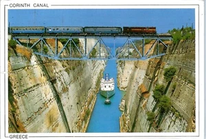 Isthmus of Corinth, The Corinth Canal, Greece Postcard Postmarked 1995 - Picture 1 of 2