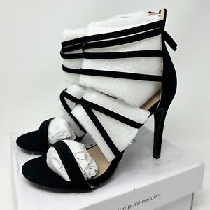 DREAM PAIRS Show Women's Size 6.5  High Heel Strappy Sandals Black Nubuck NEW