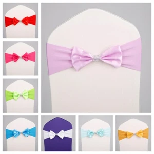 10 PCS Spandex Elastic Bow Chair Sashes Cover Wedding Party Banquet Decor - Picture 1 of 19