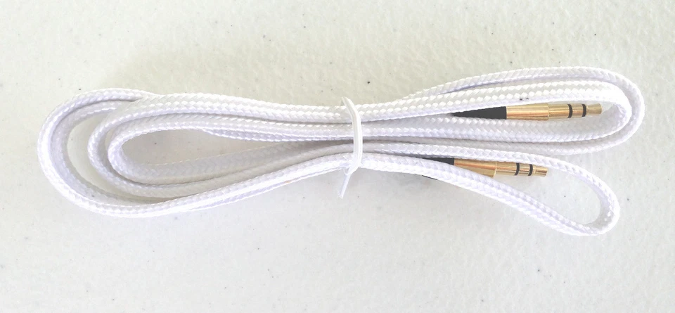 3 英尺 AUX FLAT BRAIDED NOODLE 音频线 3.5 毫米 适用于 Apple iPhone 6 5 4s ipod 7 mp3 — 第 1/1 张图片