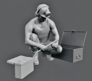 Radiometrist mit Erzkiste Wismut Bergmann Bergbau H0 1:87 Bausatz 3D Druck DDR - Bild 1 von 3