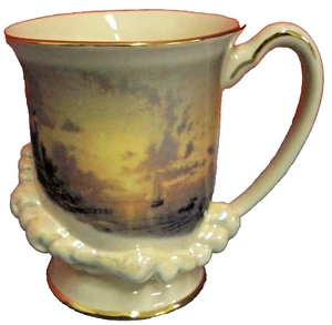 Taza Lenox The Seaside Lighthouse marfil fino China 2004 Thomas Kinkade adorno dorado - Imagen 1 de 7