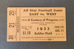 1933 East vs West College All-Star Game football ticket stub Harry Newman Td - Bild 1 von 2