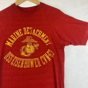Camisa De Colección Marines de Estados Unidos Adulto Pequeña Roja Años 70 USMC Papel Delgado Raglán USS Eisenho - Imagen 1 de 10
